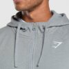 Crest Oversized Zip Up Hoodie Denim Grey - immagine 5