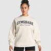 Lifting Essentials Graphic Brushed Oversized Sweatshirt Oat White
