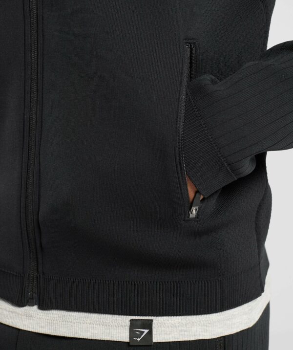 Flat Knit Zip Up Hoodie Black - immagine 6