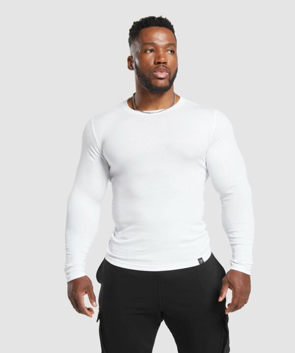 Ribbed Long Sleeve T-Shirt White