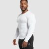 Ribbed Long Sleeve T-Shirt White - immagine 3