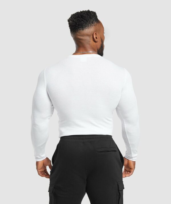 Ribbed Long Sleeve T-Shirt White - immagine 2
