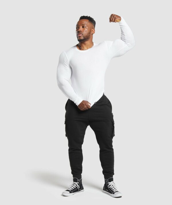 Ribbed Long Sleeve T-Shirt White - immagine 4