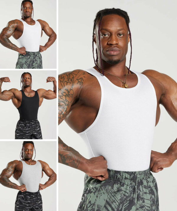 Ribbed Tank 3pk White/Black/Stone Grey Marl